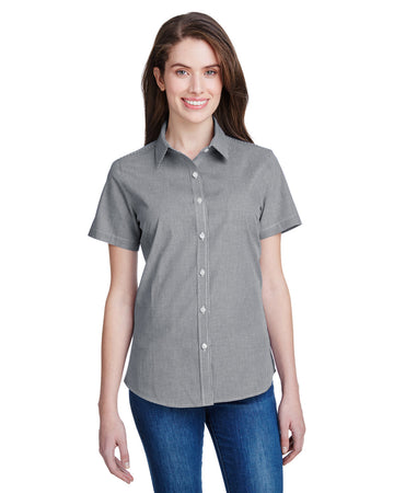 Artisan Collection by Reprime RP321 - Ladies Microcheck Gingham Short-Sleeve Cotton Shirt